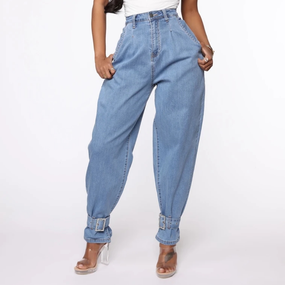 She's Glam Rhinestone Ankle Balloon Jeans - Medium